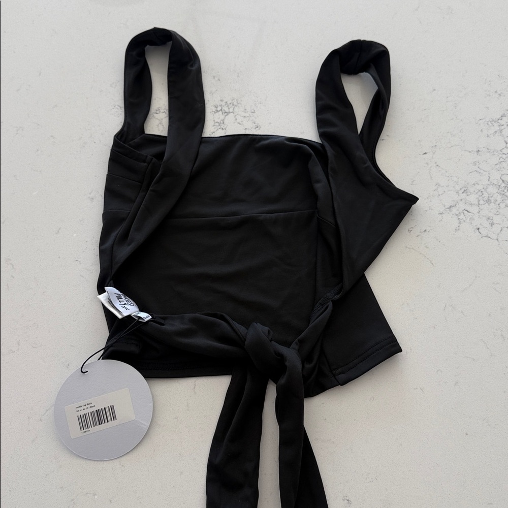 Princess Polly Black Tie-Back Scoop Neck Tank - Picture 3 of 4